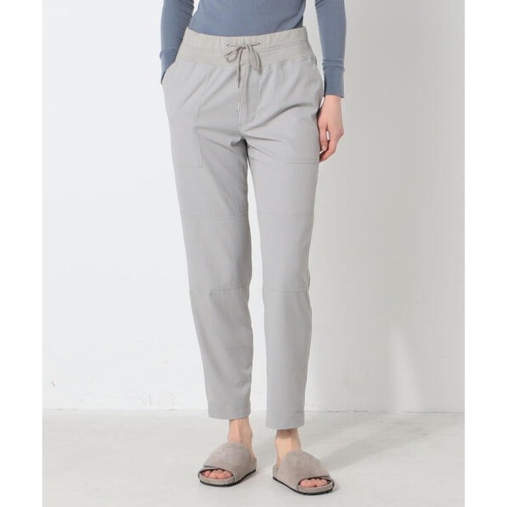 James Perse Pants Women 0 Taupe Mixed Media Tapered Jogger Pull On Lightweight